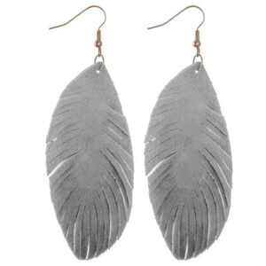 NWT boutique Narrow faux suede feather cut out drop earrings.